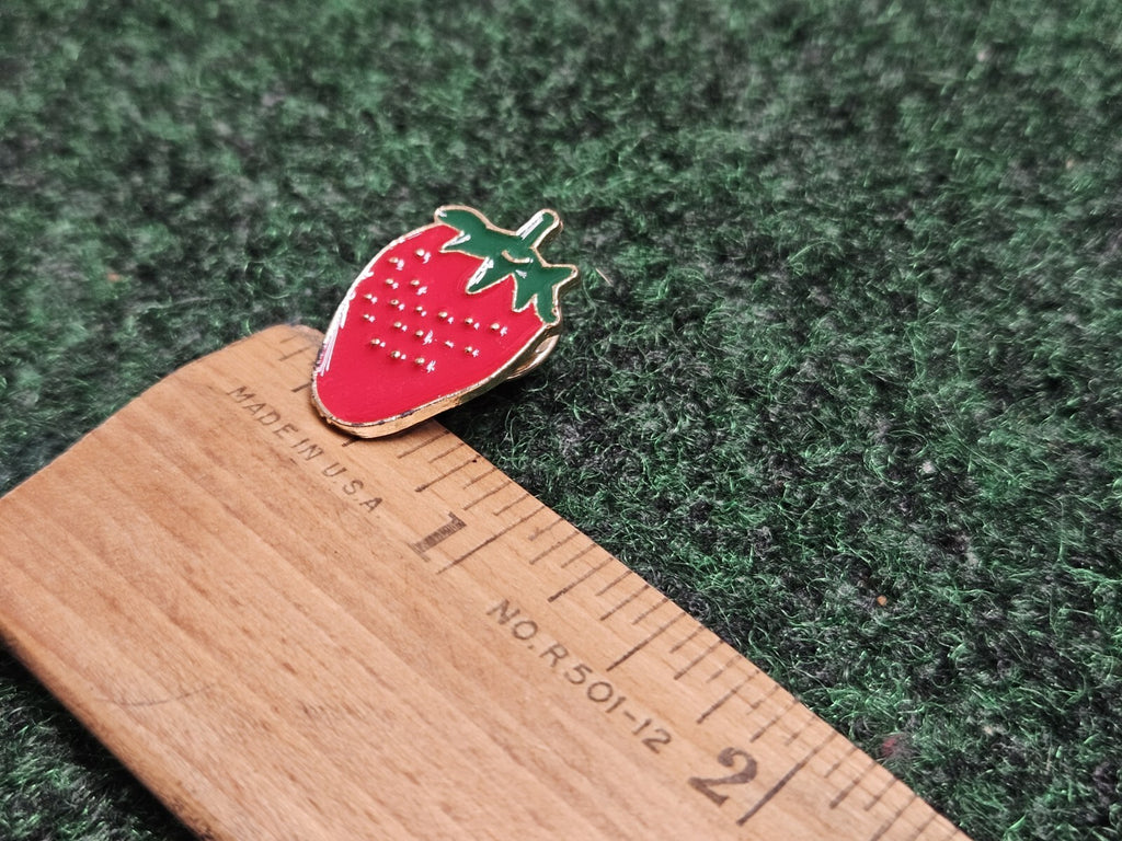Strawberry Pin Badge Fruit Berry Vintage Lapel Pin Button Brooch Snap On