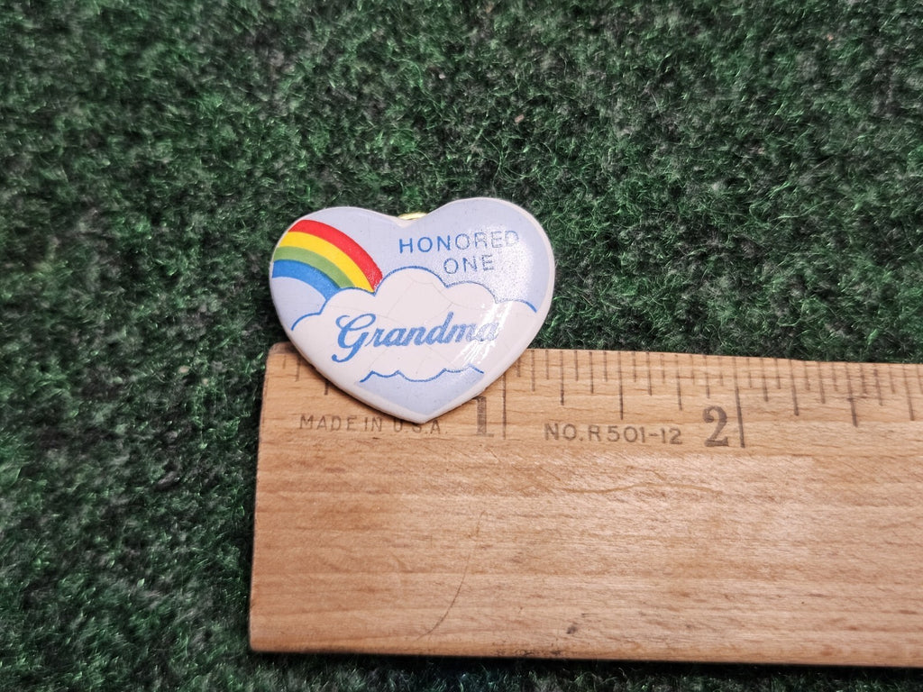 Heart Honored One Grandma Rainbow Clouds Lapel Pin