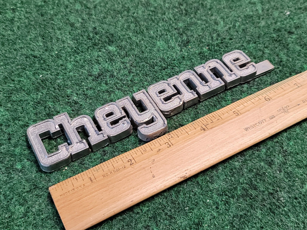 1973-1980 Chevrolet Pick Up Fender Emblem Cheyenne 349687 Metal Replacement 7L1
