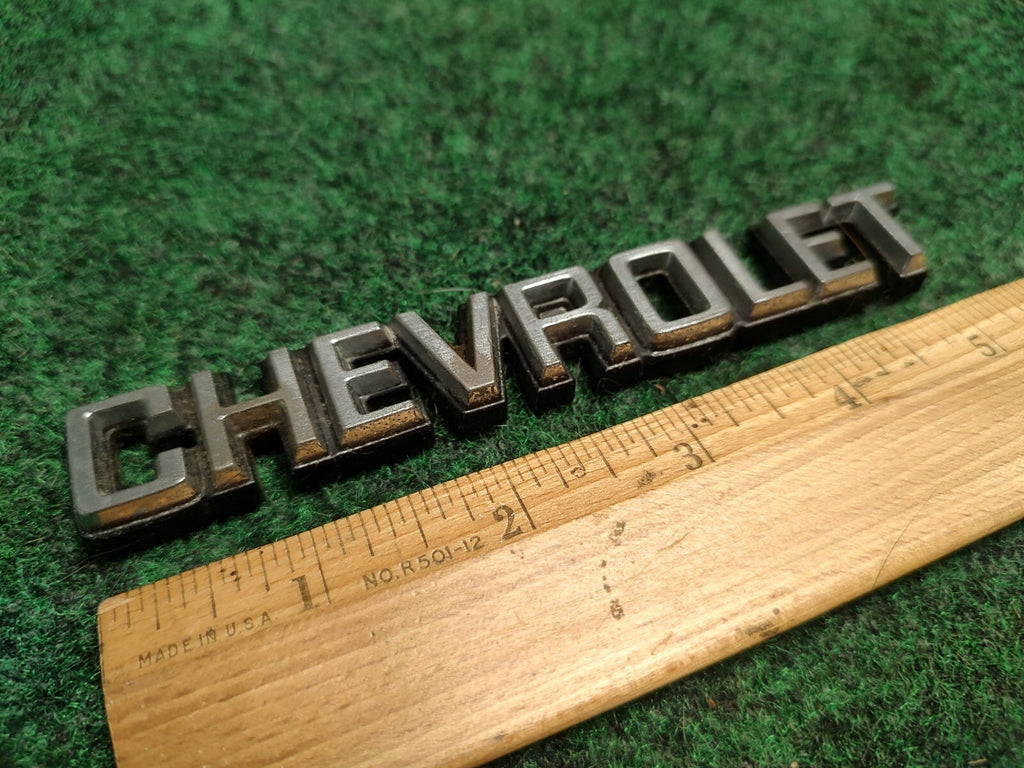 Vintage Chevrolet OEM Chrome Emblem Badge Script Trim Nameplate Classic Car 2S4