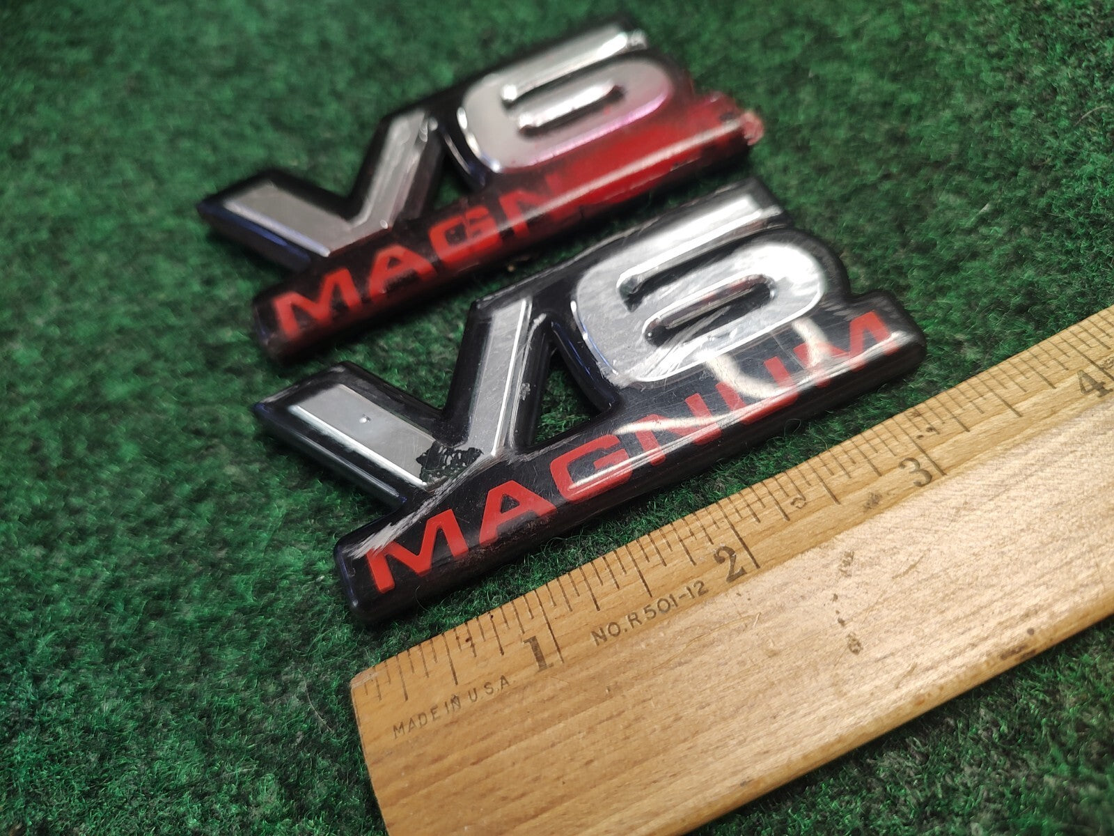 (2) Dodge V6 Magnum Badge Emblem Name Plate Logo OEM 4S9