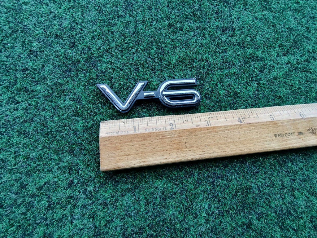OEM V-6 V6 Chrome & Black Plastic 3" Emblem Badge Logo Nameplate Name Plate 5S3