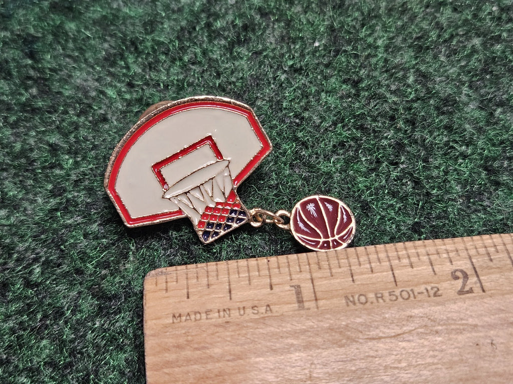 Sports Pendant PIN BADGE Brooch  BASKETBALL BALL NET HOOP