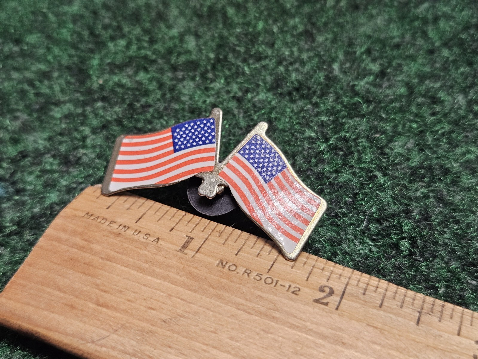 Double American Flag USA 1.75" Lapel Pin Brooch