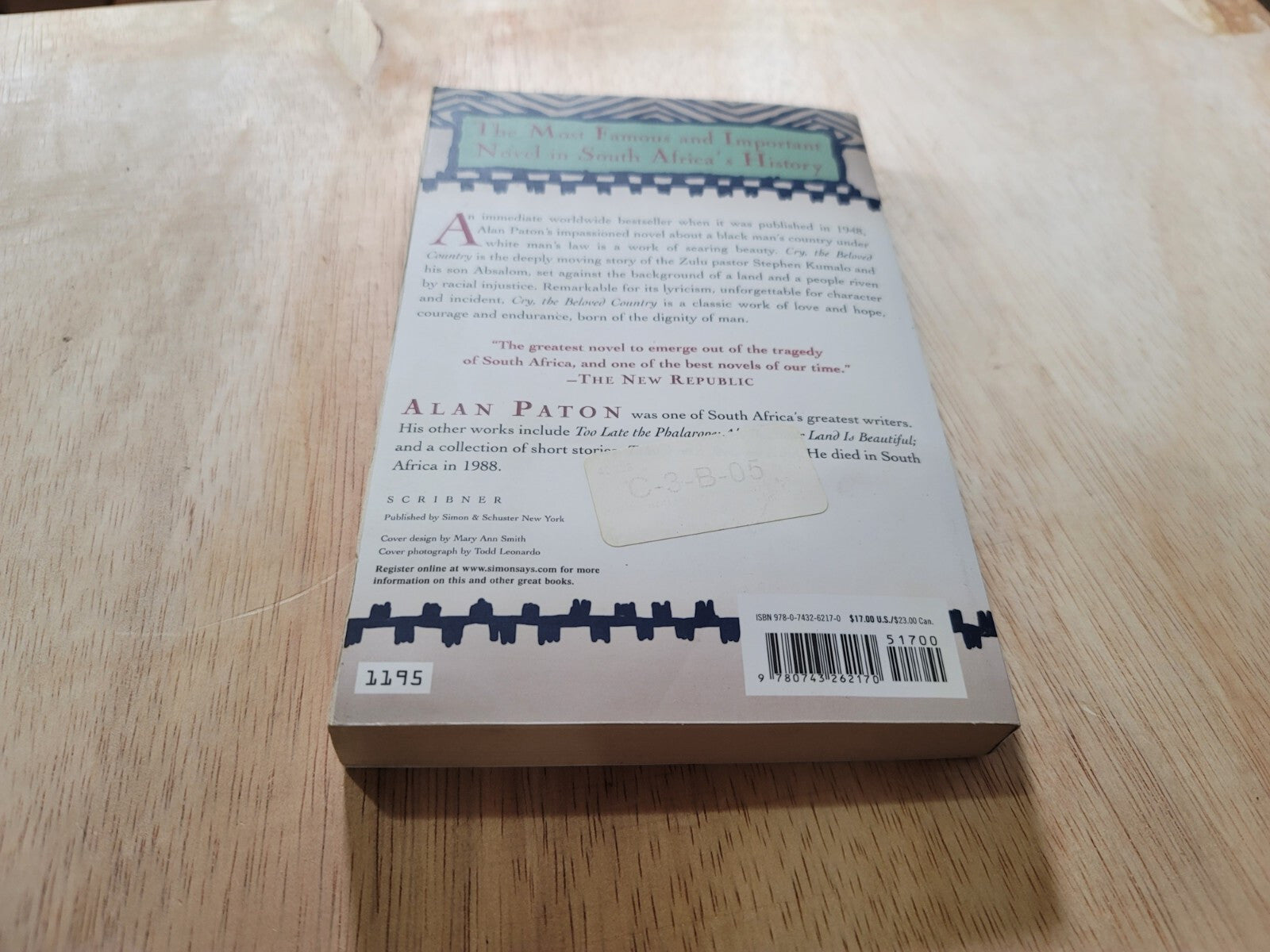 2 Of The Same Book Cry, the Beloved Country Alan Paton, paperback B12
