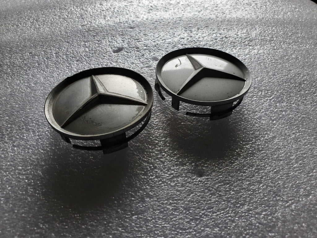 (2) Mercedes Benz OEM 1984-2016 Silver Center Cap Hub Cover 201 401 02 25 2L8