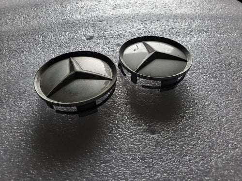 (2) Mercedes Benz OEM 1984-2016 Silver Center Cap Hub Cover 201 401 02 25 2L8