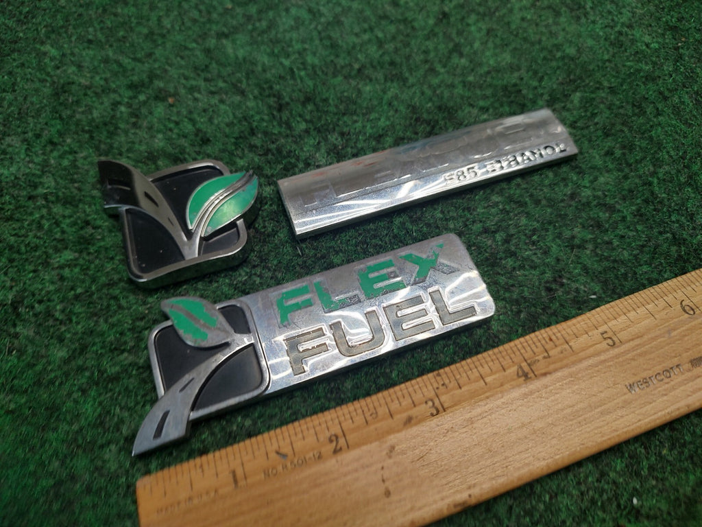 (3) Ford Rear Gate Chrome Flex Fuel Emblem Badge Logo Leaf Name Plate 4S3