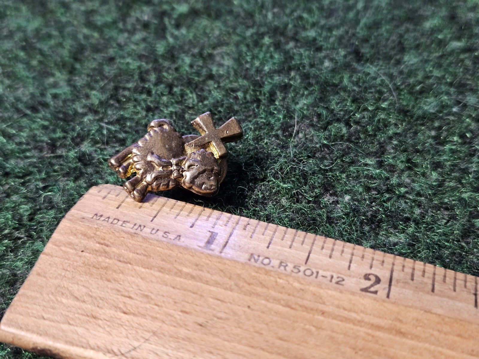 Goldtone Lamb Cross Easter Tac Lapel Pin