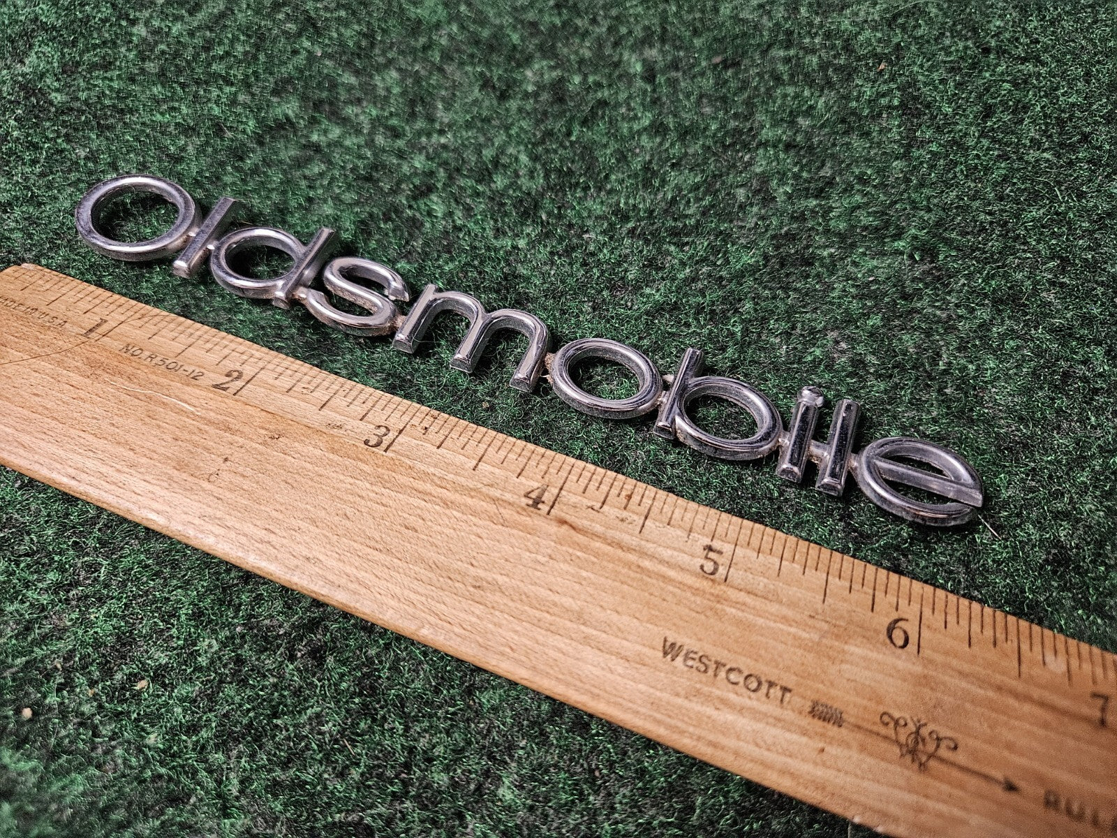 Oldsmobile OEM Chrome Emblem Badge Logo Nameplate Name Plate 6.25" 3M3