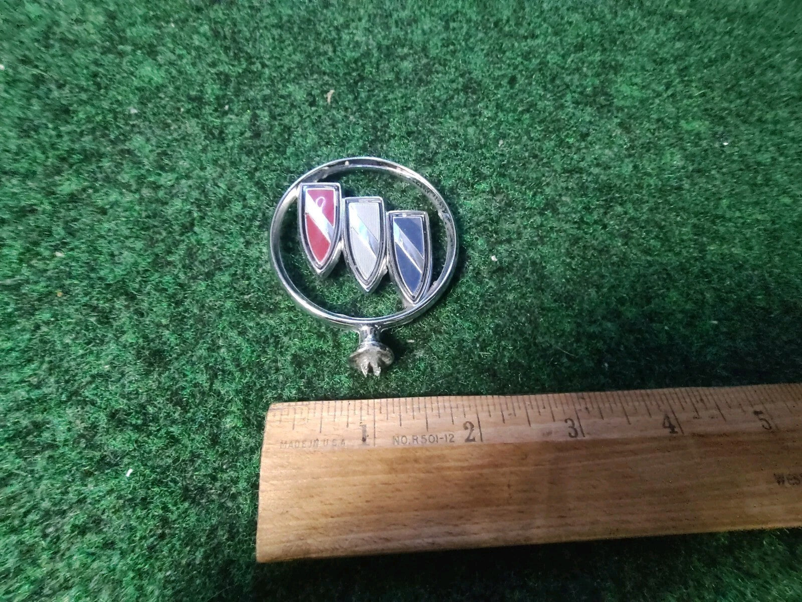 Vintage Buick Auto Car Tri-Shield Hood Ornament Emblem Medallion 2" Inch 4S3