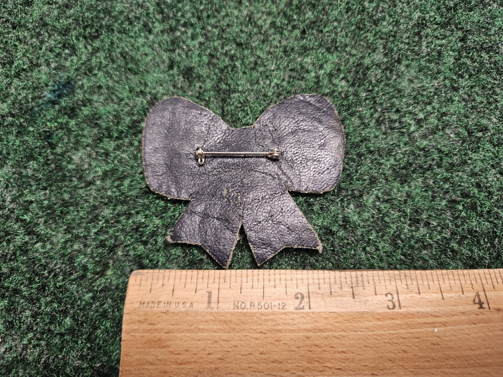 Hand Made Beaded Bow Brooch Pin Garment Embellishment Gold Clear 2.5"